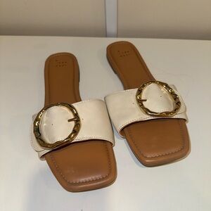A New Day Cream Sandals with Gold Accent